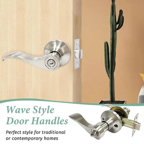 Privacy Door Lever Set Keyless Bedroom And Bathroom Lock Brushed Nickel Interior Door Handles With Lock 10 Pack Thumb Turn Inside Coin Emergency Release Easy Install Drop Lever Shape