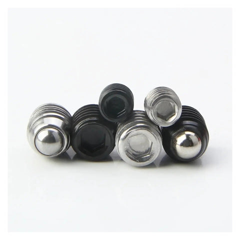 15 Piece M8 Ball Spring Plunger Hex Socket Set Screws Crafted From Premium Stainless And Carbon Steel showing various sizes and finishes.
