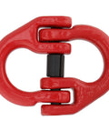 Heavy Duty Alloy Steel Coupling Links 4 Pack 1/4 Inch Grade 80 Hammer Lock Chain Connectors with rust-resistant red coating.