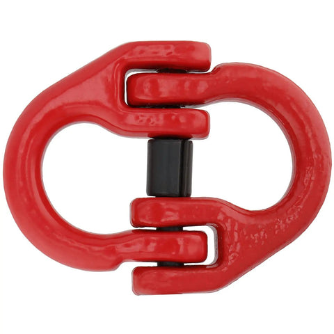 Heavy Duty Alloy Steel Coupling Links 4 Pack 1/4 Inch Grade 80 Hammer Lock Chain Connectors with rust-resistant red coating.