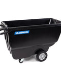 Heavy Duty Tilt Truck And Half Cubic Yard Dump Cart, 750 Lb Capacity, Injection Molded Polyethylene Body, side view with black finish.