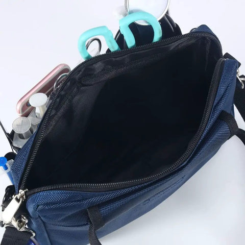Heavy Duty Utility Waist Pack With Modular Tool Dividers And Waterproof Zippers For Job Site Hustlers, showing interior storage space.
