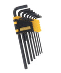 Top Grade 14 Pack Double End Hex Wrench Set With Short Long Arms For Deep Reach Repairs And Tight Space Jobs Perfect Multi Size SAE Socket Driver Tool Kit Upgrade Your Garage Gear Today., 14-piece alloy hex key wrench set in holder, black and yellow, SAE and metric sizes