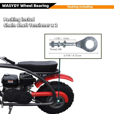 Front And Rear Mini Bike Wheel Bearing Kit 6202RS Easy Install Drop In Replacement For Coleman CT200U EX BT200X shown on bike