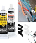 Liquid Electrical Tape For Wires And Cables 2 Pack 50ml Each Black Waterproof Dielectric Sealant For Marine And Home Electrical Equipment Easy To Apply Insulation And Sealing To Protect Wiring And Prevent Leaks, shown applied on cables.