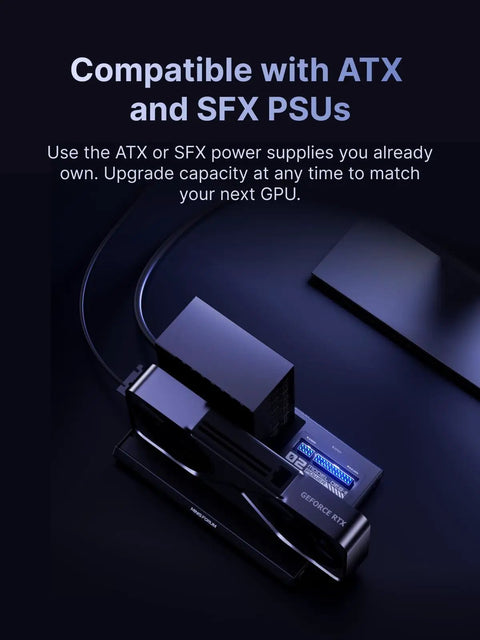 Heavy Duty Dual Mode Usb4 And OcuLink Egpu Dock with ATX and SFX PSU compatibility for upgrading GPU capabilities.