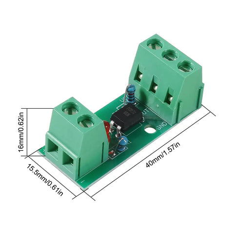 One Channel PC817 Optocoupler Isolation Module For PLC Drives And Motor Control, Input Voltage 3V-5V/12V/24V, Output Voltage Wide DC 1.8V-24V.