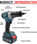 Cordless Rivet Nut Tool Kit With Electric Pop Rivet Gun featuring battery and auto riveting function for easy installation.