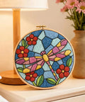 Colorful Dragonfly Punch Needle Kit For Adults Beginners Colorful Flower Embroidery Starter Set With Easy Instructions DIY Punch Needle Craft Kit With Fabric