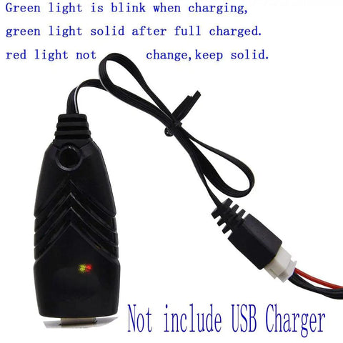 2 Pack USB To 11.1V 3S LiPo Charger Cable With 4 Pin XH Plug For RC Cars Boats Drones Airplanes And Airsoft, 1.5A Charge