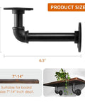 Beefy Iron Pipe Shelf Brackets For 7 To 14 Inch Boards, L Style Floating Shelves, Heavy Duty Metal Shelving Brackets, 6 Pack In Black