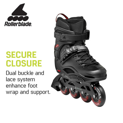 RB 80 Inline Skates Black Red Size 8 For Men And Women, Super Comfortable Fit, Lightweight Frame, Smooth Wheels, Ideal For Beginners To Park Sessions