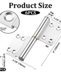 Six Piece 4 Inch Lift Off Flag Hinges Kit With Screws For Cabinets Courtyard Gates And Windows showing hinge dimensions