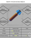 Ultralight Titanium M5x18 Bolts With Tapered Head Hex Socket For Bike Stem And MTB Accessories Burnt Blue 6 Pack visible