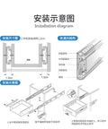 Installation diagram for Two Pack 5 Inch Black Steel Side Mount Ball Bearing Soft Close Drawer Slides with Full Extension and Zinc Plated Finish