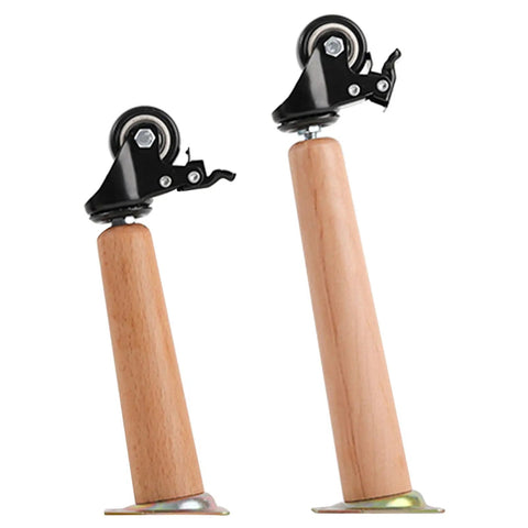Heavy Duty Solid Wood Table Legs With Lockable Rolling Casters Tapered Furniture Base Natural Finish Smooth Glide Quick Lock Roll Setup Sturdy Desk Or Dining Support Set Of Four Pieces 28 Inches Tall