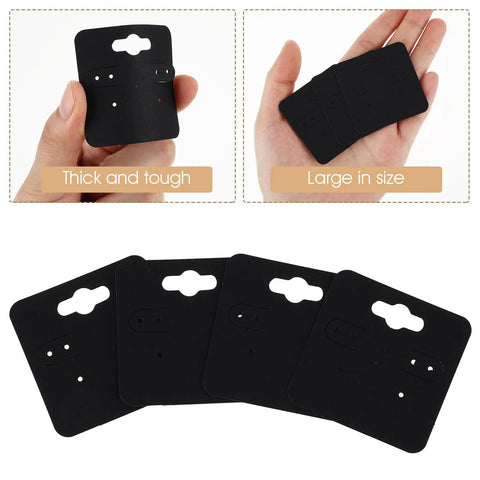 100 Pack Black Earring Display Cards With 6 Holes Each 5 X 5 Cm 2 By 2 In Jewelry Packaging Cards For Hanging Earrings Great Bang For Your Buck For Retail Displays And Craft Fairs, showing front and back views