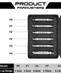 Damaged Screw Extractor Set For Stripped Screws And Bolts in compact case with six different extractors labeled by size