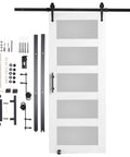 Glass Sliding Barn Door With Solid Wood Frame 30 By 84 In Includes 5.5Ft Sliding Door Hardware Kit With Handle And Floor Guide