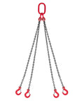 Front view: VEVOR chain sling, 1/4 in x 5 ft, four-leg grab hooks with red master link, G80 alloy steel, 6600 lbs