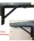 Rock Solid 8 Inch Folding Shelf Brackets With Hardcore Load Rating For Diy Space Saving Wall Mount Shelves Max Weight 410 Lb Pack Of Two shown with measuring tool.