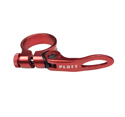 Lightweight Aluminum Bike Seat Post Clamp With Quick Release, Hollow 39g Design in Red, Fits Seatposts 28.6mm, 31.8mm, 34.9mm