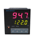 Dual Display PID Temperature Controller ITC-106VH 100-240V AC showing 94.7 PV and 122.0 SV in Fahrenheit and Celsius
