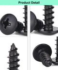 Close-up of 125 Pieces M4 Wood and Metal Screws Set with Black Truss Head Phillips Screws, hardened carbon steel detail