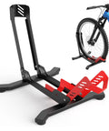 Red Bike Floor Stand For Garage Storage Portable Front And Rear Wheel Parking Rack Fits 24 To 29 Inch Bikes Tire Width Up To 3.5 Inches