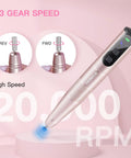 Top Shelf Cordless Nail Drill Set Rechargeable Electric Nail File And Buffer With Heavy Duty Bits For Acrylic Gel And Dip Powder Care While Keeping Your Manicure Game Strong In Classic Gold, showing high-speed drill with 20,000 RPM.