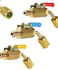 60 Inch Refrigerant Charging Hose With Ball Valve For R134A R12 R22 R502 R404 HVAC Manifold Gauge 1/4 Inch Threads 3 Color Coded Red Yellow Blue Set