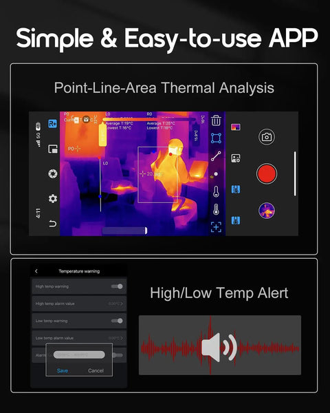 Thermal Imaging Camera For iPhone And Android With 512x384 IR Resolution And USB C app interface with thermal image and alerts.