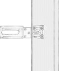 90-degree hasp and swivel staple, 4-1/2 in, steel, black finish, installed on door frame