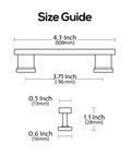 Size guide for Solid Brushed Black Nickel Cabinet Pulls 7 Inch Hole Centers 10 Pack For Cabinets And Drawers Boss Level Kitchen Handles Upgrade For Cabinets Closets Dressers With Sleek Modern Look showing dimensions