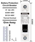Heavy Duty AC DC Miniature Circuit Breakers 2 Pack Single Pole 10 Amp with Thermal Magnetic Switch on DIN Rail