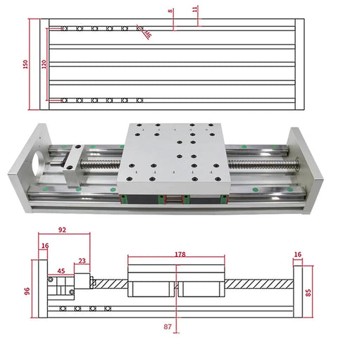 Built Like A Tank Metal Ball Screw Nut Motion Table And Sliding Rail Kit Paired With Smooth As Butter Hgr20 Linear Guides top view with dimensions