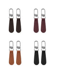 Dope 8 Piece Leather Zipper Pull Replacement Kit With Detachable Handles, Decorative Charms in black, coffee brown, khaki, and burgundy