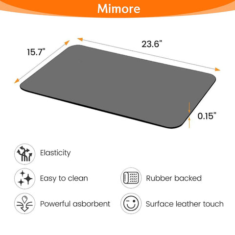 Diagram of Coffee Bar Mat For Countertop 24x16 Absorbent Anti Slip Dish Drying Mat dimensions and features