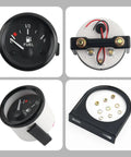 Two Inch 12V Fuel Gauge Kit With Nut And Bracket 240 to 33 Ohm Boat Gauge With E Half F Pointer Dash Style Fuel Level Indicator, black and white display with mounting hardware