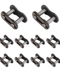 Heavy Duty Steel Chain Master Link Set, Pack Of Eight Roller Connectors arranged for motorcycle and bike use.