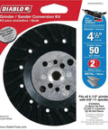 Grinder To Sander Conversion Kit With Back Up Pad And Fiber Discs For Four And A Half Inch Grinders Includes Five Eighth Inch Arbor Locknut And Two Fifty Grit Discs For Quick Surface Prep And Polishing packaging