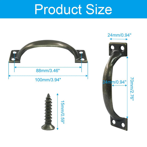 4 Pack Metal Door Handles 4 Inch Silver Rustic Gate Pulls size guide with dimensions and screw