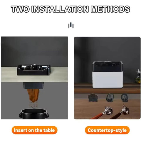 Two installation methods for Elite Electric Portafilter Cleaner For Coffee Grounds Shakes Pucks Loose In A Flash With Dual Spin Brushes Plus The Matched Knock Box Included No Sweat.