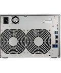 Back view of Heavy Duty Eight Bay Nas Built For Knockout Performance With Amd Ryzen Processor and Sixteen Gb Ecc Ddr5 Memory with cooling vents.