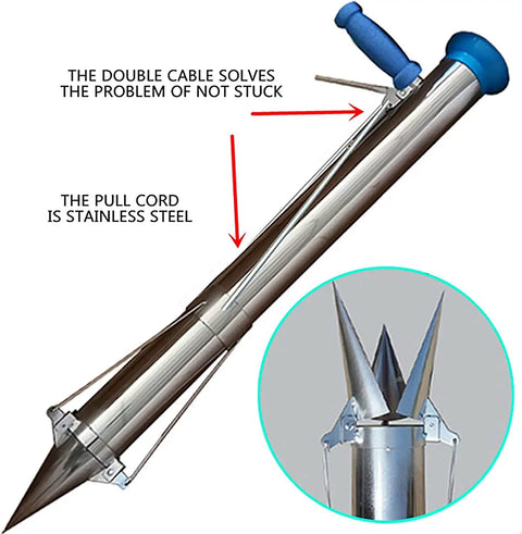 Stainless steel Semi Automatic Garden Seeder And Transplanter One Hand Seed Spreader with double cable and blue handle