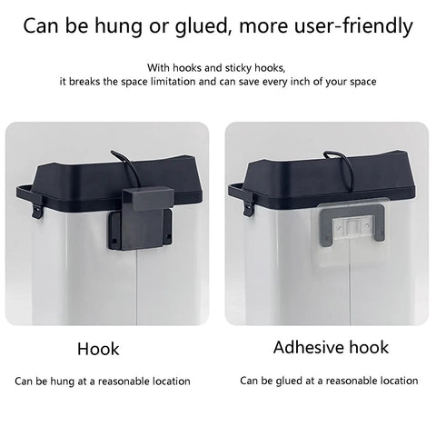 Kick The Old Grounds Out With Electric Portafilter Cleaner And Smart Knock Box Espresso Puck Suction Makes Daily Cleanup A No Hassle Win Keeps Your Bar Station Spotless For Pro Results Black showing hanging and adhesive hooks for easy attachment.
