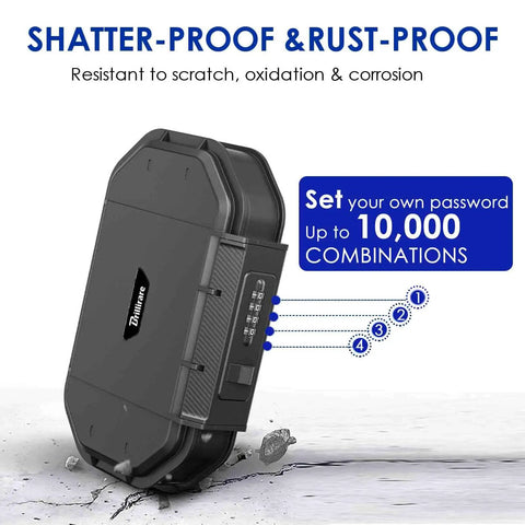 Waterproof 4 Digit Lock Box With Removable Cable Portable Anti Theft Safe For Travel Gym Beach Dorms Resettable Code