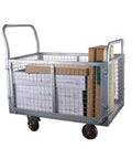 6 In 1 Platform Cart With Removable Cage Heavy Duty Folding Flatbed Lift Cart For Warehouse Grocery And Storage 1800 Lb Capacity With 6 Inch Swivel Wheels Built From Durable Steel For Easy Maneuvering And Versatile On The Job, steel cage cart with boxes