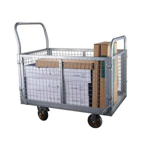 6 In 1 Platform Cart With Removable Cage Heavy Duty Folding Flatbed Lift Cart For Warehouse Grocery And Storage 1800 Lb Capacity With 6 Inch Swivel Wheels Built From Durable Steel For Easy Maneuvering And Versatile On The Job, steel cage cart with boxes