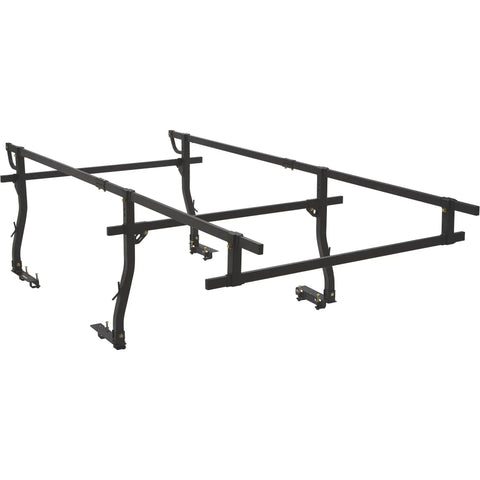 Heavy Duty Steel Utility Truck Rack With 1000 Pound Load Capacity Adjustable frame showing black steel construction for full size beds.
